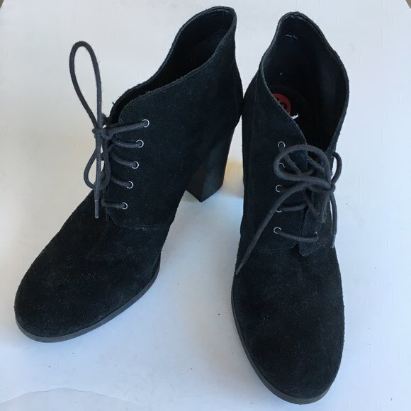 Franco Sarto ‘Wenda’ Black Soft Suede Leather Lace-Up Ankle Booties Womens Sz 10 - Picture 2 of 8